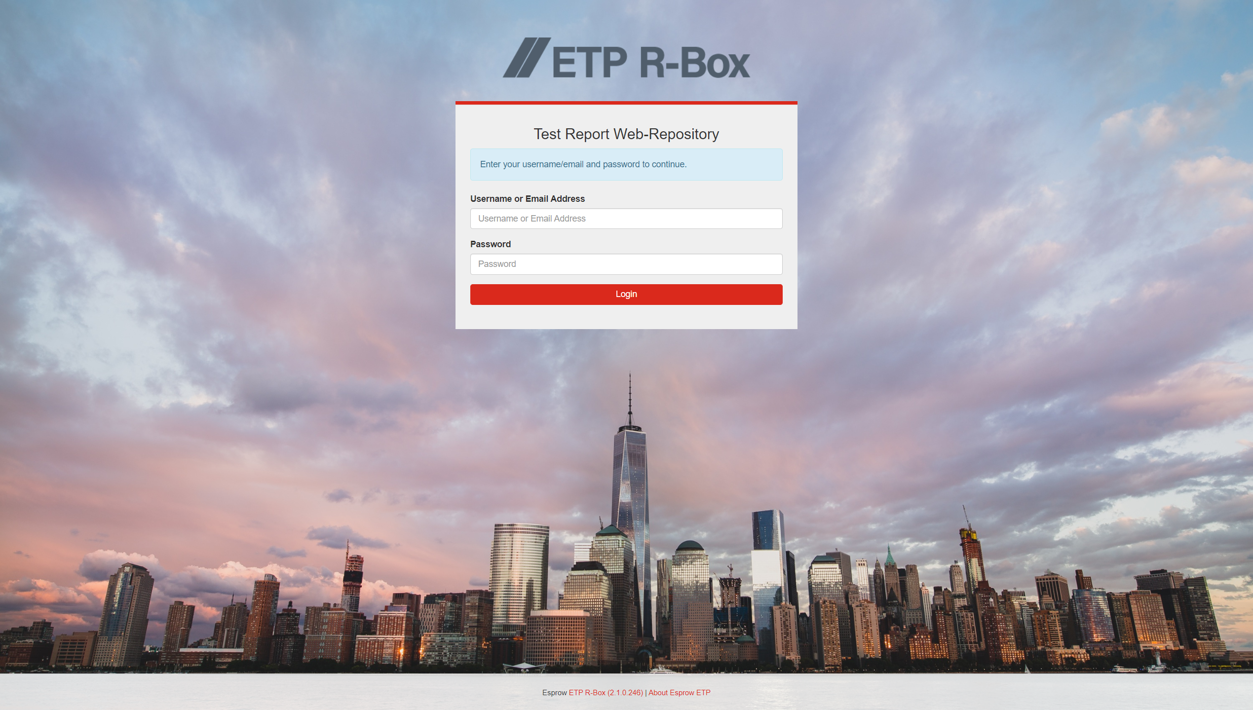 ETP R-Box login page